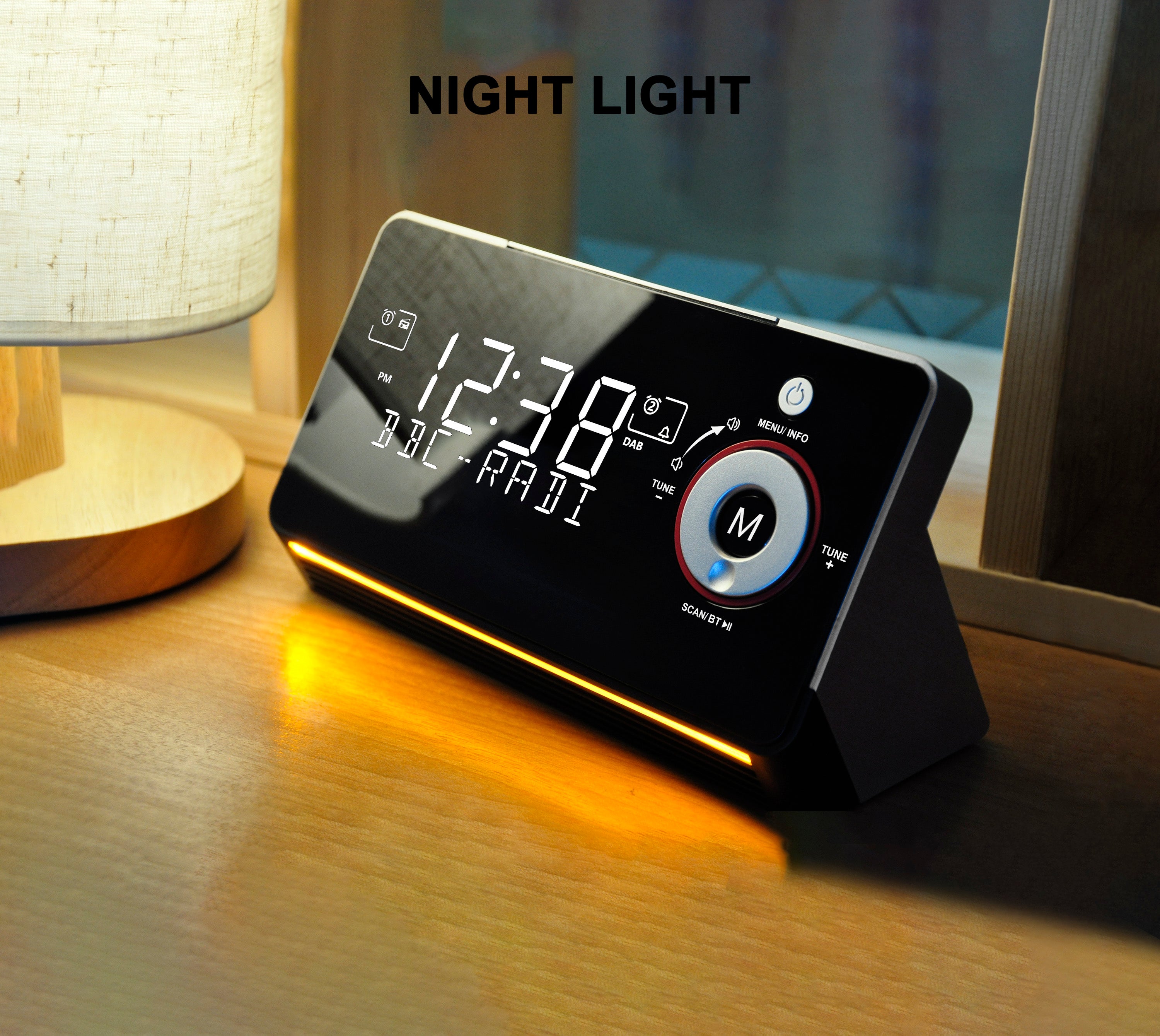 Alarm Clock with DAB & FM Radio,Dual Alarms, Snooze, Dimmable LCD Display, Night Light, Bluetooth,  Headphone,Type-C and USB Charging Ports iTOMA 729