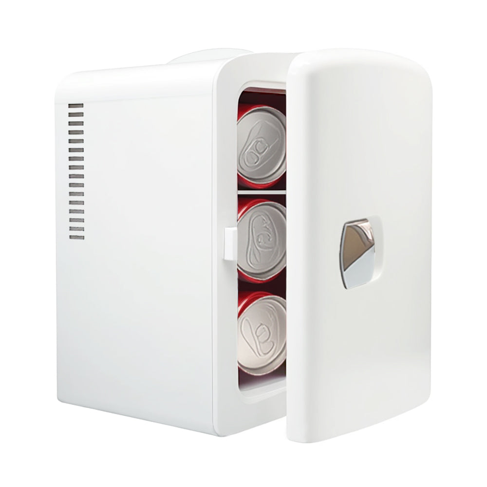 Mini-Kühlschrank 4L K4201 Weiß, 4 Liter/6 Dosen, tragbarer Kühler, persönlicher Kühlschrank für Hautpflege, Kosmetik, Getränke, Lebensmittel, 100 % freonfrei, umweltfreundlich für Schlafzimmer, Büro, Auto, Wohnheim