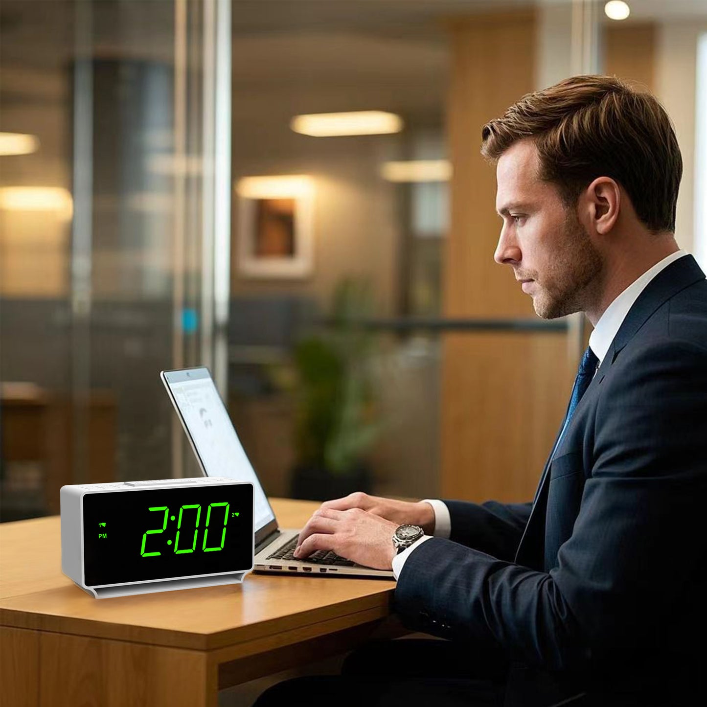 Reloj despertador digital iTOMA 222 con alarmas duales, pantalla de temperatura, función de repetición de alarma (12/24 horas), luz nocturna y volumen ajustable, regulable, batería de respaldo, pequeño reloj LED portátil para dormitorio.