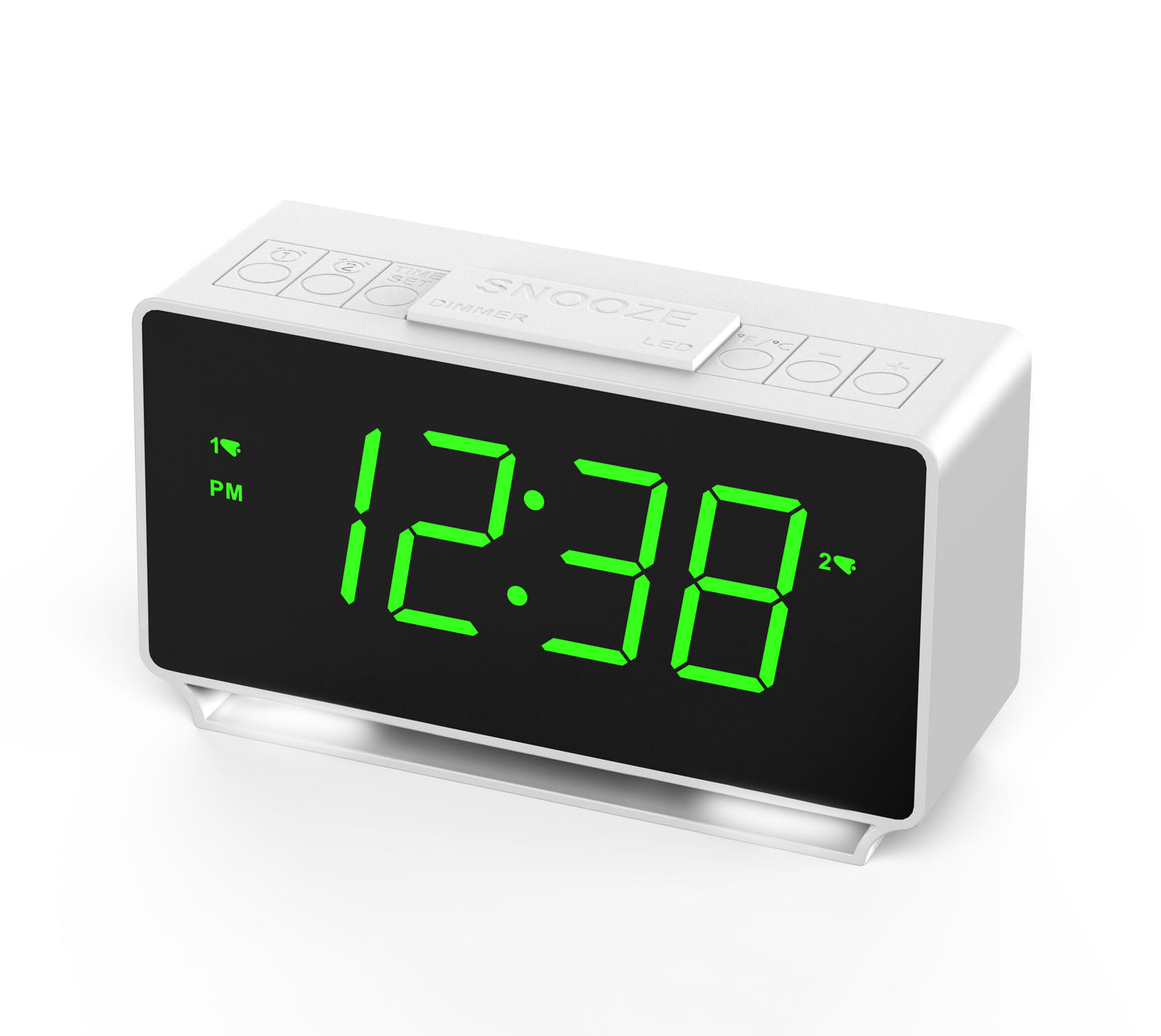 Reloj despertador digital iTOMA 222 con alarmas duales, pantalla de temperatura, función de repetición de alarma (12/24 horas), luz nocturna y volumen ajustable, regulable, batería de respaldo, pequeño reloj LED portátil para dormitorio.