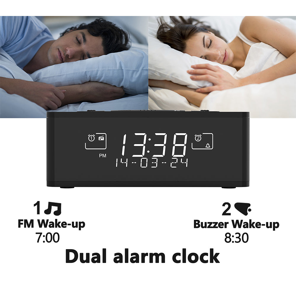 Alarm Clock with DAB & FM Radio 40 Preset Stations, Dimmable LCD Display, Dual Alarm with ON/OFF button, Snooze, Bluetooth iTOMA 525D
