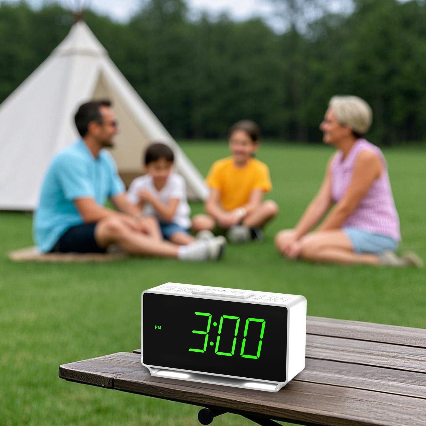 Reloj despertador digital iTOMA 222 con alarmas duales, pantalla de temperatura, función de repetición de alarma (12/24 horas), luz nocturna y volumen ajustable, regulable, batería de respaldo, pequeño reloj LED portátil para dormitorio.