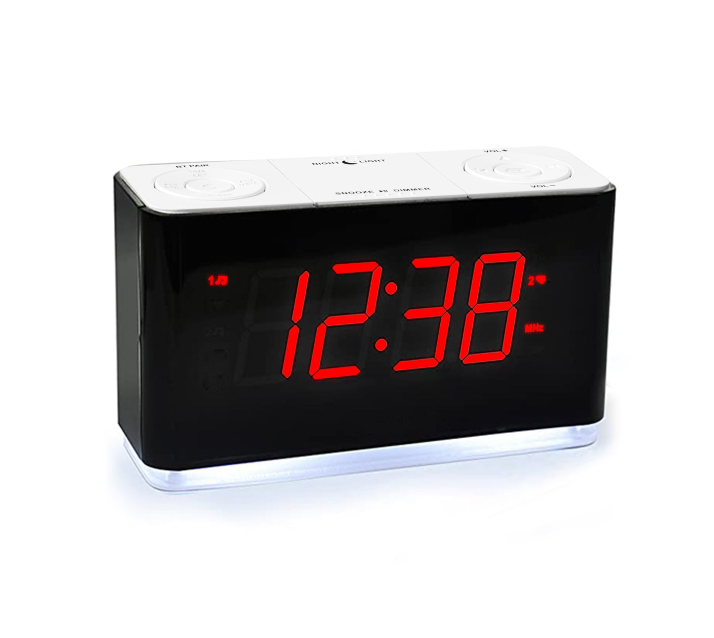 Radio reloj despertador digital iTOMA con conexión inalámbrica, alarma dual, pantalla LED regulable, volumen de 16 niveles, radio FM con temporizador de apagado automático, luz nocturna, función de repetición, 12/24 h iTOMA 507U