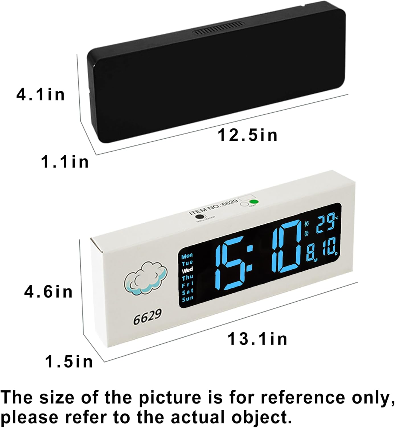 Reloj de pared digital, pantalla LED grande de 13 pulgadas para decoración de sala de estar, despertador, temporizador, 12/24 h, regulador de brillo automático, reloj grande con día, fecha y temperatura (13 pulgadas)