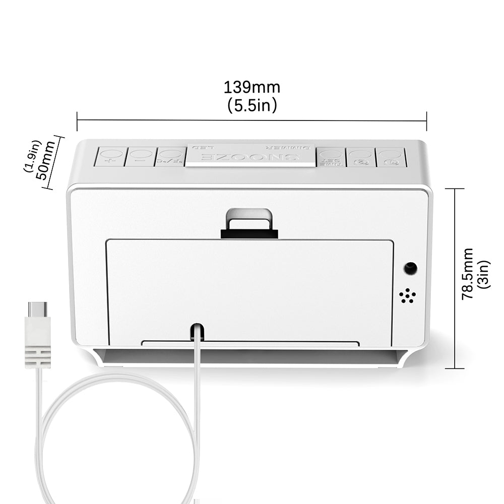Reloj despertador digital iTOMA 222 con alarmas duales, pantalla de temperatura, función de repetición de alarma (12/24 horas), luz nocturna y volumen ajustable, regulable, batería de respaldo, pequeño reloj LED portátil para dormitorio.