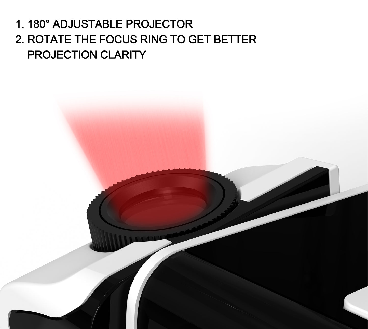 Reloj despertador digital iTOMA con proyector giratorio de 180° para dormitorio, radio FM, pantalla LED roja, regulador de brillo de 4 niveles, alarma dual, función de repetición, 12/24 h, 512