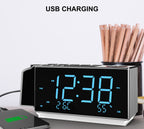 Digital Projection Alarm Clock with FM Radio, USB Charging, 1.8'' LED Display, Night Light, Dual Alarm, Snooze, Dimmer Control, Bedside Clock Radio iTOMA 509