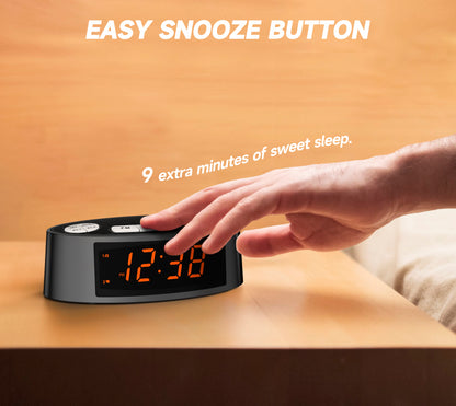 Digitaler iTOMA AM/FM-Radiowecker mit Doppelalarm, Sleep-Timer und Schlummerfunktion, orangefarbenes LED-Display, 4-stufige Dimmoption 3301