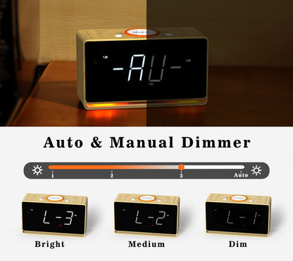 Digitaler Radiowecker, 1,4-Zoll-Uhr mit weißem LED-Display, Bluetooth, FM-Radio, Doppelalarm, Sleep-Timer, Schlummerfunktion, automatischem und manuellem Dimmer, USB-Ladegerät und Nachtlicht iTOMA 718