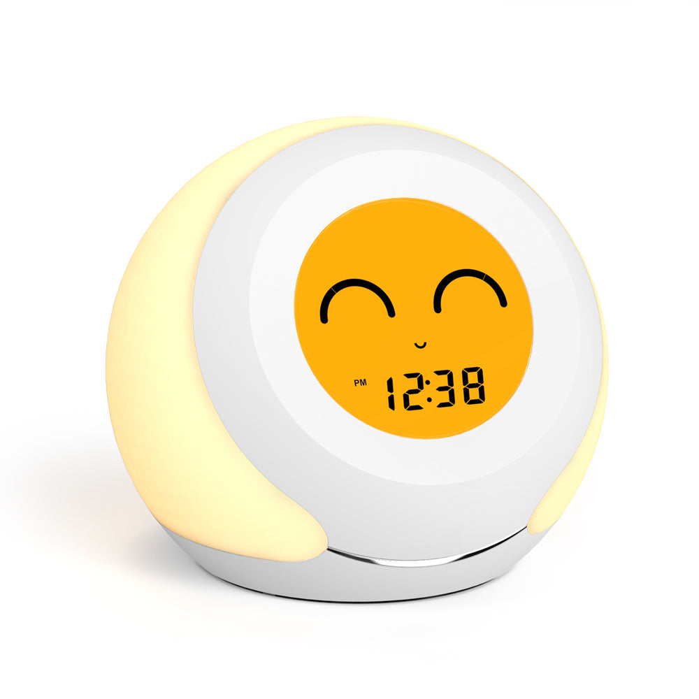 Kids Room Thermometer, Hygrometer and Cute Facial Expressions, Colorful Light Choose, 4 Level Dimmer, Indoor Temperature Monitor, LCD Screen Child Time Display Temperature and Humidity Gauge iTOMA 915