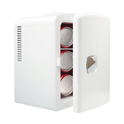 Mini-Kühlschrank 4L K4201 Weiß, 4 Liter/6 Dosen, tragbarer Kühler, persönlicher Kühlschrank für Hautpflege, Kosmetik, Getränke, Lebensmittel, 100 % freonfrei, umweltfreundlich für Schlafzimmer, Büro, Auto, Wohnheim