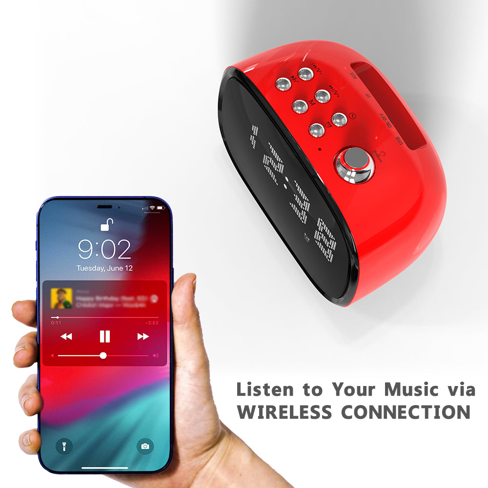 Digital Retro Alarm Clock with wireless connection, Time Display, Alarm Setting,TF Card Slot, AUX Jack, Hands-Free Calling, Vintage Decor for for Home/Outdoor iTOMA 138