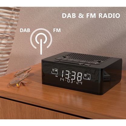 Alarm Clock with DAB & FM Radio 40 Preset Stations, Dimmable LCD Display, Dual Alarm with ON/OFF button, Snooze, Bluetooth iTOMA 525D