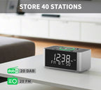 Alarm Clock with DAB & FM Radio Wireless Charging, 40 Preset Stations, Dual Alarms, Snooze, Dimmable LCD Display, Bluetooth, USB Charging and Earphone Jack, Bedside Alarm Radio iTOMA 206D