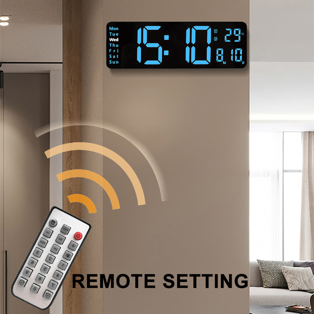 Digital Wall Clock, 13 Inch Large Display LED Wall Clock for Living Room Decor, Alarm Clock, Timer, 12/24H, Automatic Brightness Dimmer Large Clock with Day/Date/Temperature (13 Inches)