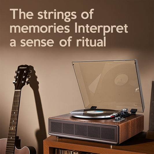 Vintage Record Player with Built-in Stereo Speakers Turntable Vinyls Records LP Phonograph Belt Drive 3 Speed 3 Size Support Wireless Input RCA Output Auto Stopfor Gift