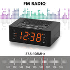 Bedroom Digital Alarm clock with FM radio, Bluetooth, Dimmable LED display screen, sleep timer, adjustable volume, dual alarm clock with on/off button, bedside alarm clock for adults, the elderly and children iTOMA 515
