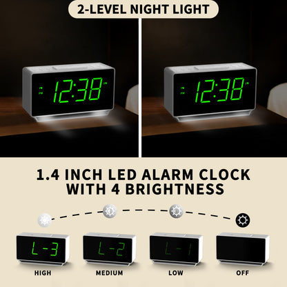 Digitaler Wecker iTOMA 222, Doppelalarm mit Temperaturanzeige, Schlummerfunktion, 12/24 Std., Nachtlicht und einstellbarer Lautstärke, dimmbar, Batterie-Backup, tragbare kleine LED-Uhren fürs Schlafzimmer