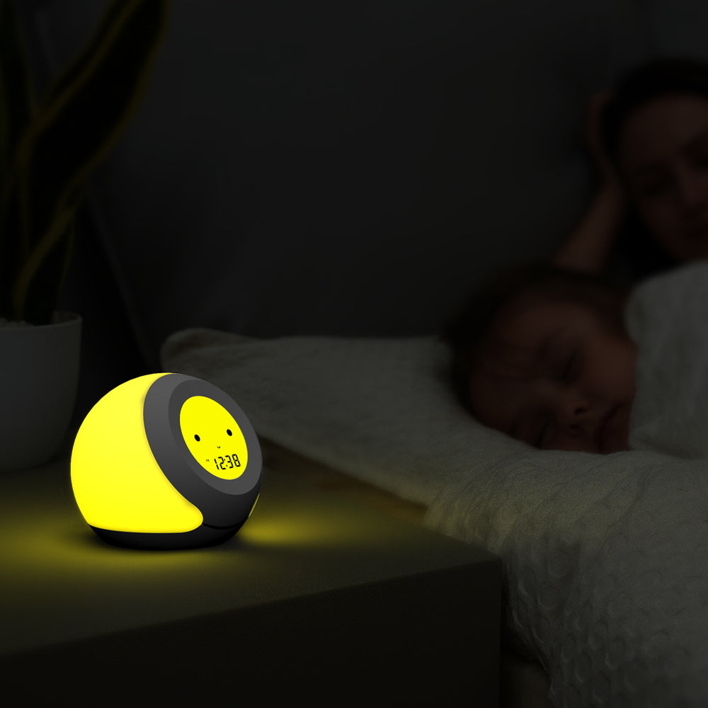 Kids Room Thermometer, Hygrometer and Cute Facial Expressions, Colorful Light Choose, 4 Level Dimmer, Indoor Temperature Monitor, LCD Screen Child Time Display Temperature and Humidity Gauge iTOMA 915