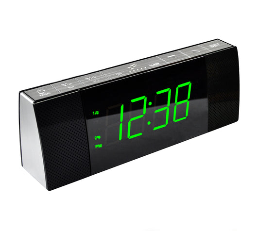 Digitaler iTOMA Radiowecker fürs Bett mit kabellosem Lautsprecher, dimmbarem jadegrünen LED-Display, UKW-Radio mit Sleep-Timer, Doppelalarm mit Ein-/Aus-Taste, Schlummerfunktion, 12/24 Stunden 503U