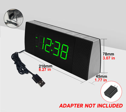Radio reloj despertador digital iTOMA con altavoz inalámbrico, pantalla LED verde jade regulable, radio FM con temporizador de apagado automático, alarma dual con botón de encendido/apagado, función de repetición, 12/24 h, 503U