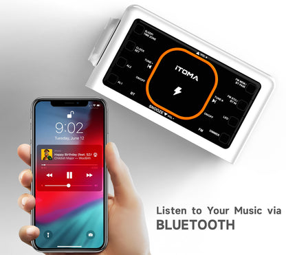 Bedside App Control Dual Wireless Charging Alarm Clock Radio with Bluetooth Speaker, FM Radio, Two USB Port, Dual Alarm, Snooze, Night Light, Auto & Manual Dimmer Control and 1.4" Orange Display iTOMA 209