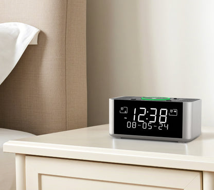 Alarm Clock with DAB & FM Radio Wireless Charging, 40 Preset Stations, Dual Alarms, Snooze, Dimmable LCD Display, Bluetooth, USB Charging and Earphone Jack, Bedside Alarm Radio iTOMA 206D