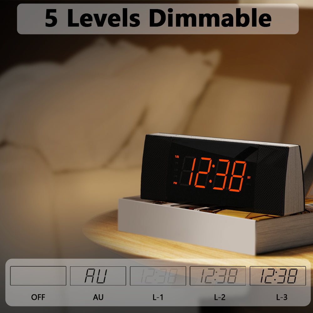 Creative Bedside Alarm Clock Radio and Bluetooth, FM Radio, Dual Alarm Clocks and Snooze, USB Charging, Automatic and Manual Dimming, APP Control, Alarm Clock Bedside iTOMA 503A