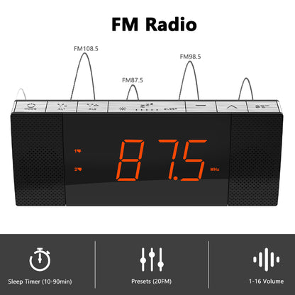 Creative Bedside Alarm Clock Radio and Bluetooth, FM Radio, Dual Alarm Clocks and Snooze, USB Charging, Automatic and Manual Dimming, APP Control, Alarm Clock Bedside iTOMA 503A