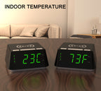 Bedside Alarm Clock with Wireless Charging, Dual Alarm, Snooze, Brightness Dimmer, USB Charging Port, Big LED Display, Night Light, Indoor  Temperature & Humidity Display iTOMA 801