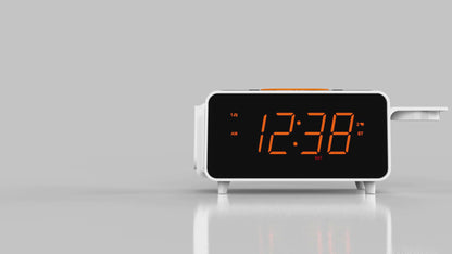 Bedside App Control Dual Wireless Charging Alarm Clock Radio with Bluetooth Speaker, FM Radio, Two USB Port, Dual Alarm, Snooze, Night Light, Auto & Manual Dimmer Control and 1.4" Orange Display iTOMA 209