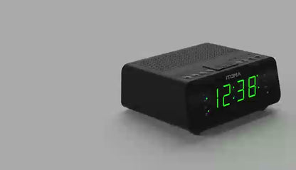 Digitaler iTOMA-Wecker mit AM/FM-Radio, 4-stufigem Dimmer, Schlummerfunktion, zwei Alarmen, Sleep-Timer und gut lesbarem 0,9-Zoll-LED-Display in Jadegrün, 2100